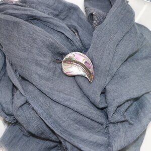 Vintage Taxco Silver Abalone Brooch| Signed 925| Mid Century Modern Jewelry